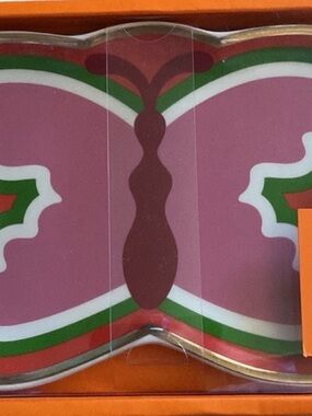ban.do Pink Scalloped Decorative Tray with Green, Orange & White Accents